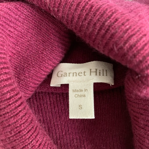 Garnet Hill 100% cashmere turtleneck sweater in mulberry - Picture 3 of 6